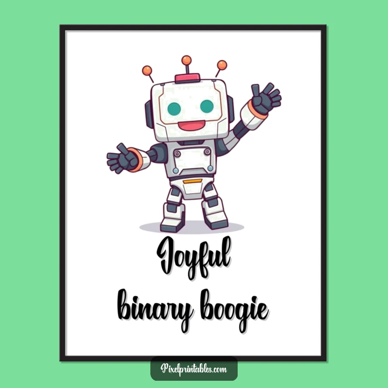 Funny Robot Dance Digital Print - Instant Blocky Cheer