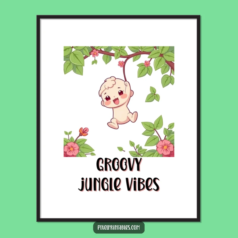 Funny Vine Swinger Digital Art: Playful Adventure for Your Walls