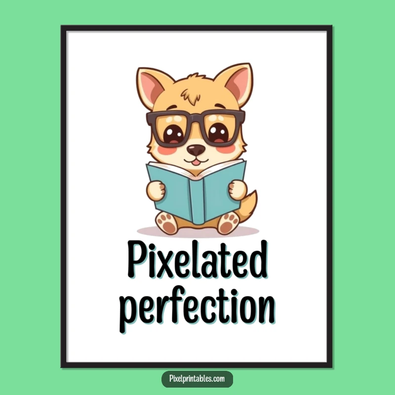 Funny Pixel Dog Digital Art: Add Nerdy Charm to Your Walls
