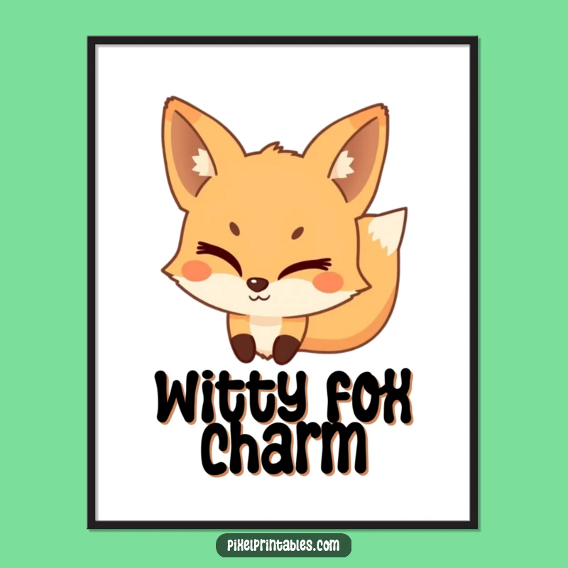 Funny Pixel Fox Digital Art: Instant Mischief Download, Perfect Gift