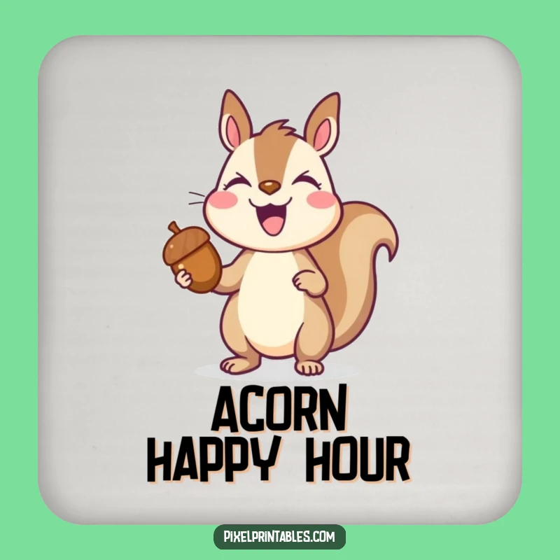 Funny Pixelated Squirrel Coaster: Protect Surfaces with Pixelated Victory Art