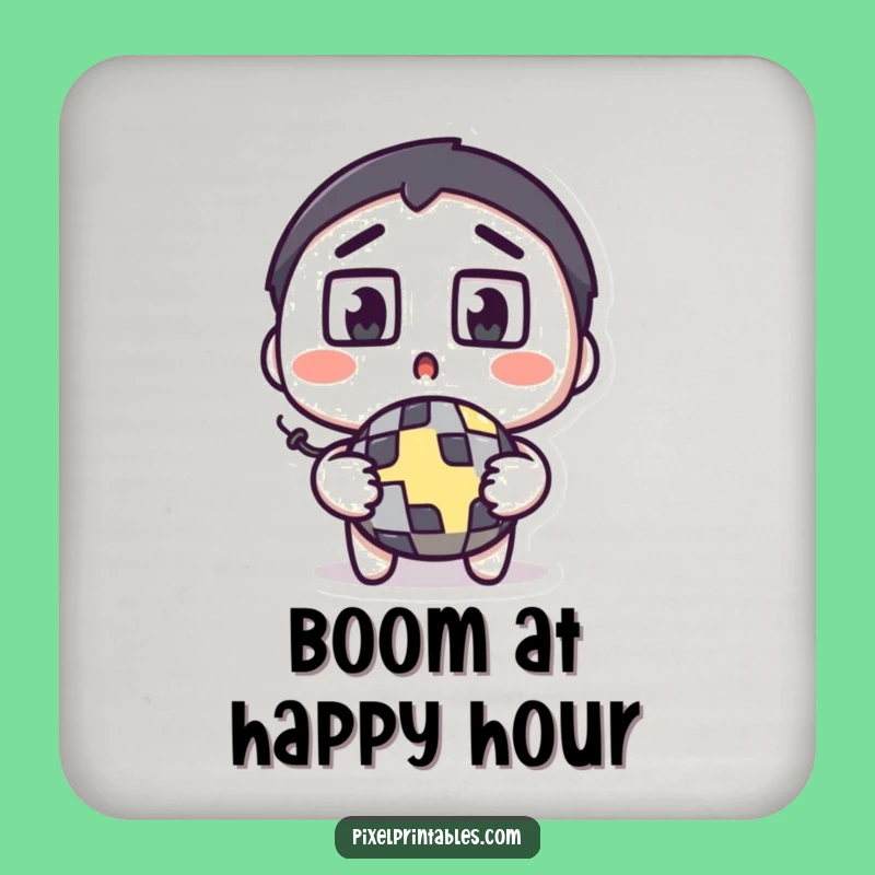 Funny Pixel Bomb Coasters: Surprised Character's Gaming Surface Protection