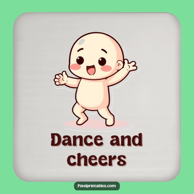 Funny Pixel Dancer Coasters: Playful Character's Dance Surface Protection