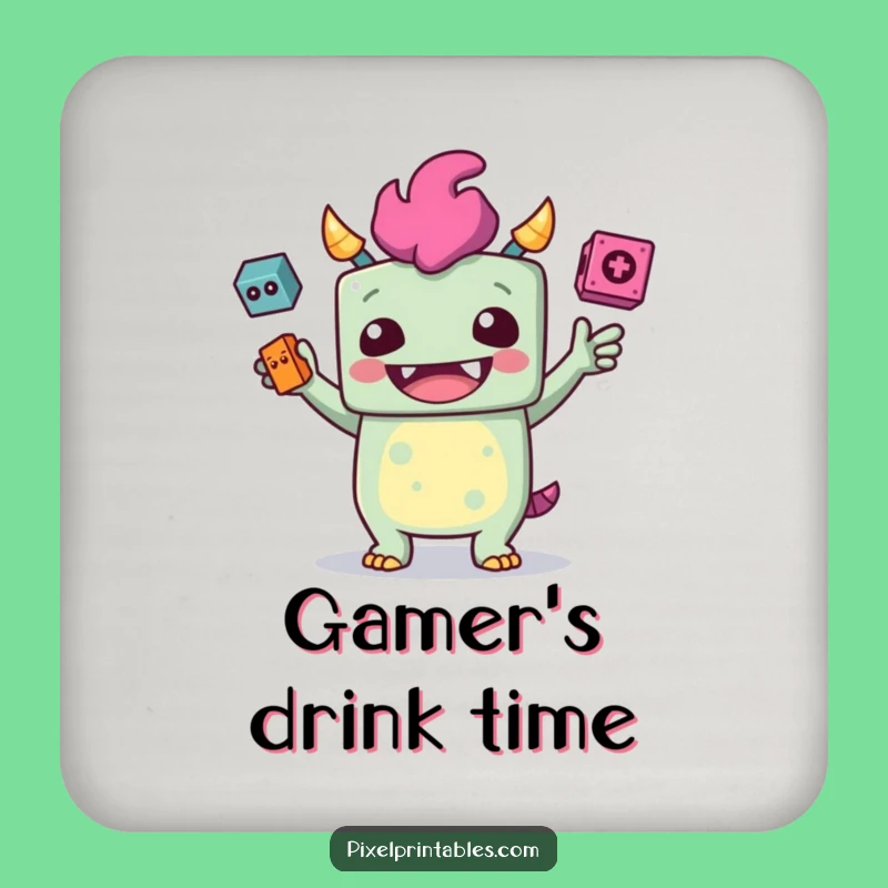 Funny Juggling Monster Drink Coasters, Protect Surfaces with Pixels