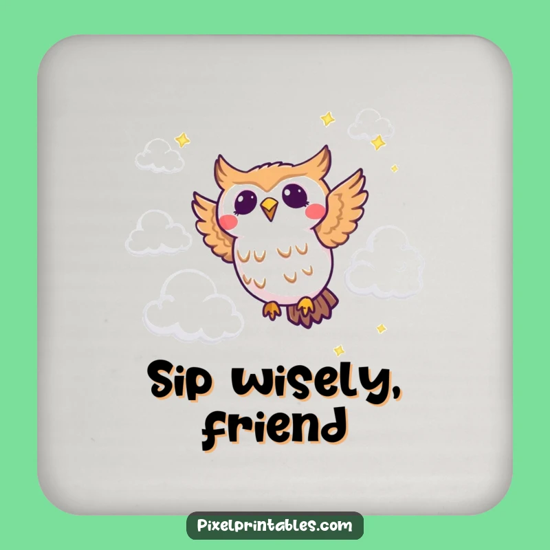 Funny Pixel Owl Coaster: Protect Surfaces with Retro Charm