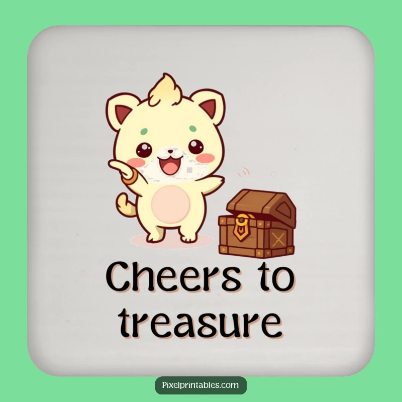 Funny Pixel Treasure Coasters - Protect Surfaces with Creature Style, Perfect Set Gift!