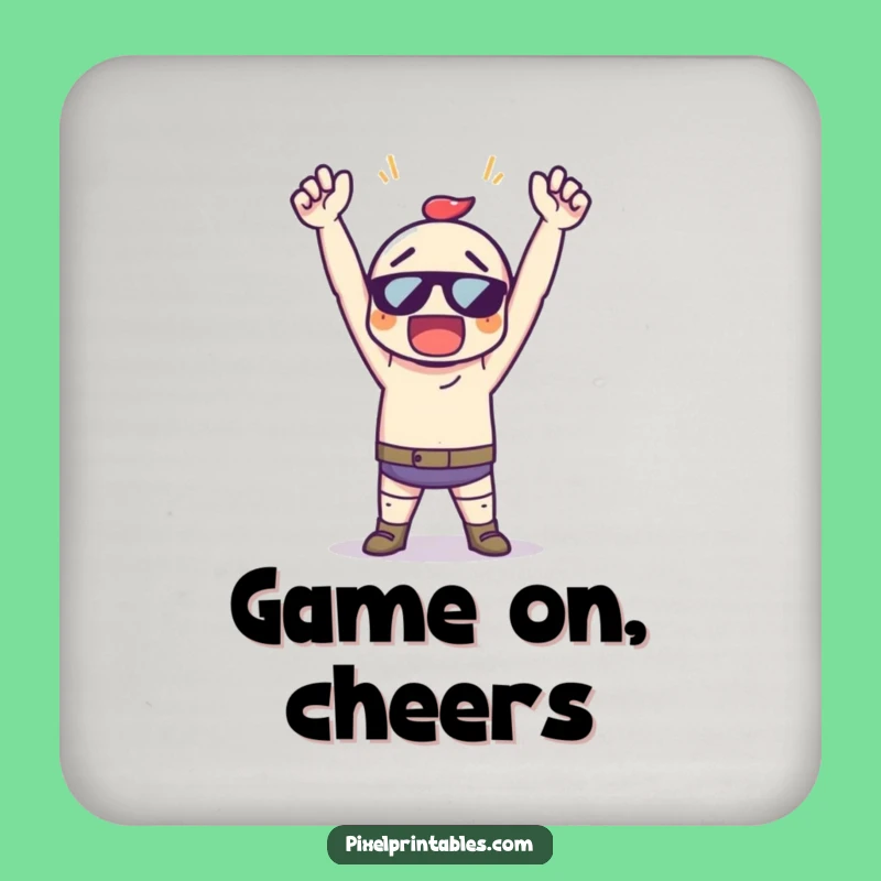 Funny Pixel Victory Coasters - Protect Surfaces with Gamer Style, Perfect Set Gift!