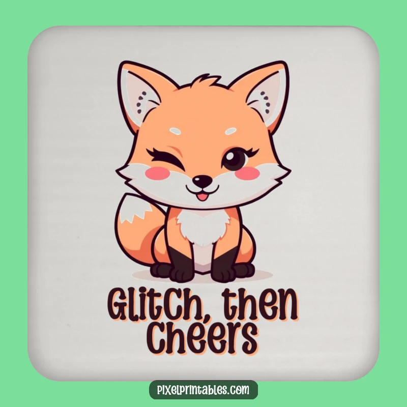 Funny Pixel Fox Coaster: Protect Surfaces with Retro Charm and a Wink