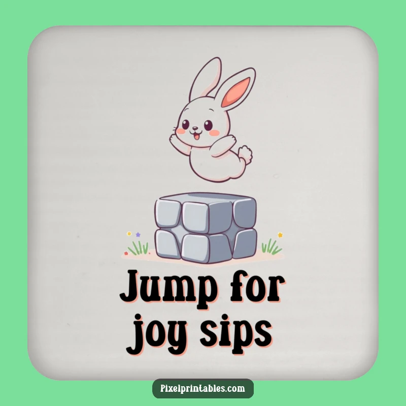 Funny Pixelated Bunny Jumping Coaster, Protect Surfaces Funny Gift