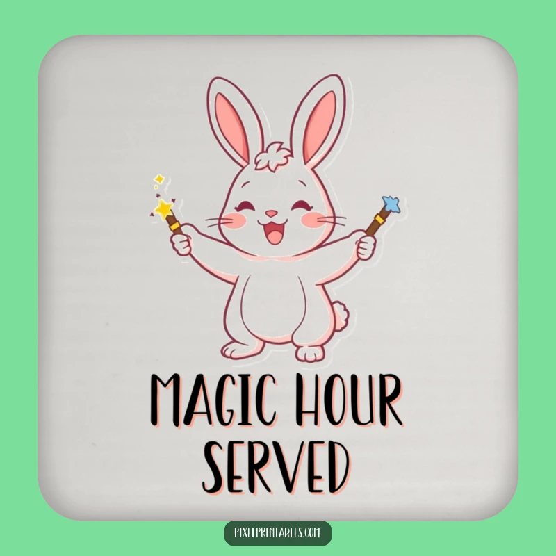 Magical Funny Rabbit Coasters: Protect Surfaces with Spells, Cute Funny Gift