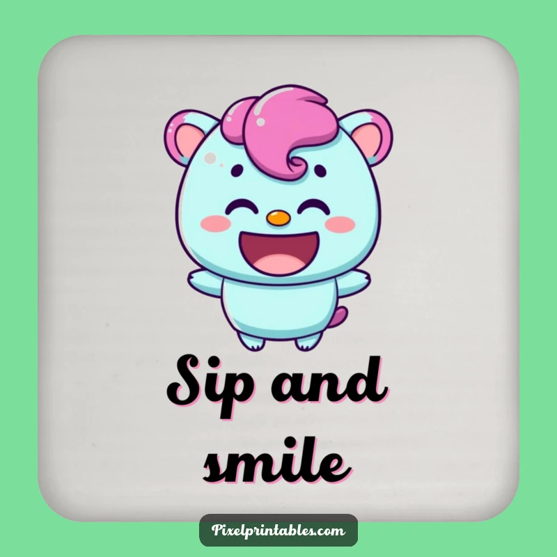 Funny Content Pixel Character Coaster: Warm Smile Protector