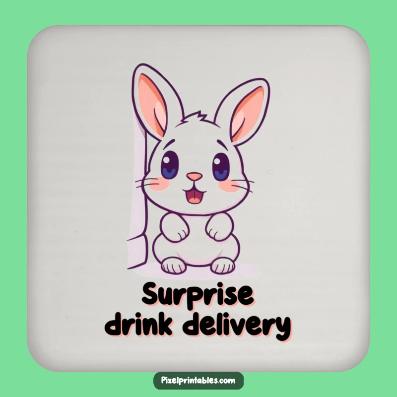 Funny Pixelated Rabbit Coaster: Protect Surfaces with Pixelated Gamer Surprise