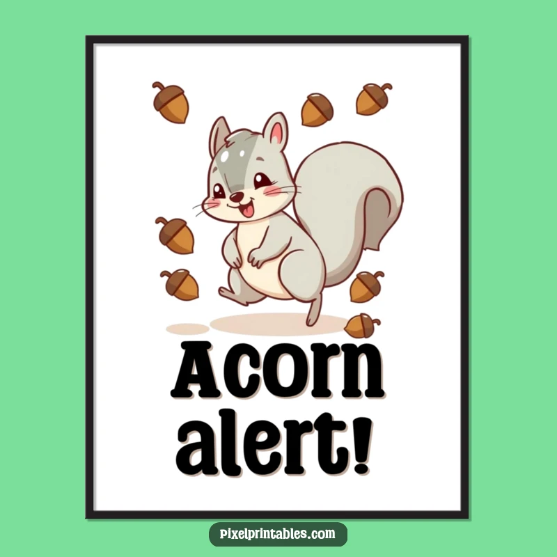 Funny Squirrel Pixel Acorn Dodge Poster - Retro Gaming Art!