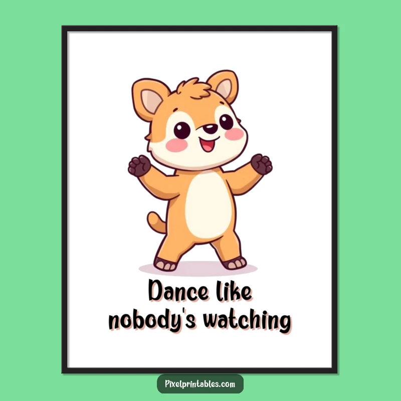 Funny Pixel Animal Poster: Decorate with a silly dancing pixel animal!