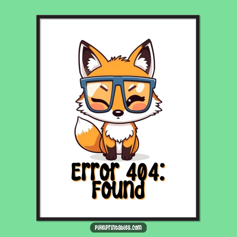 Funny Pixel Fox Poster: Retro Gaming Wall Art for Gamers