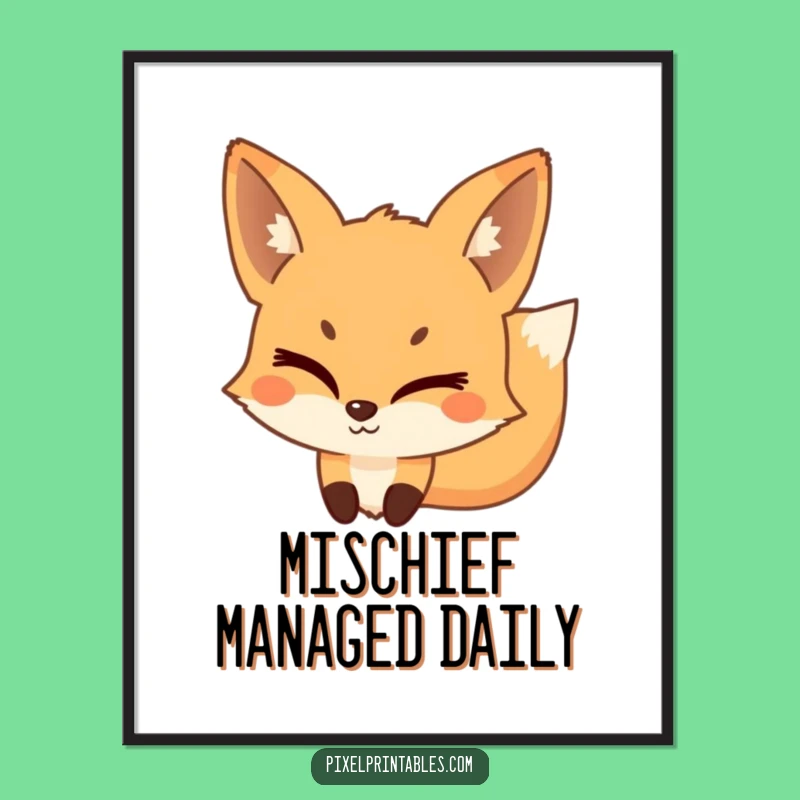 Funny Pixel Fox Poster: Mischievous Wink Wall Art, Perfect Humorous Gift