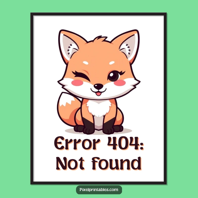Funny Pixel Fox Poster: Retro Gaming Art with a Mischievous Winking Character
