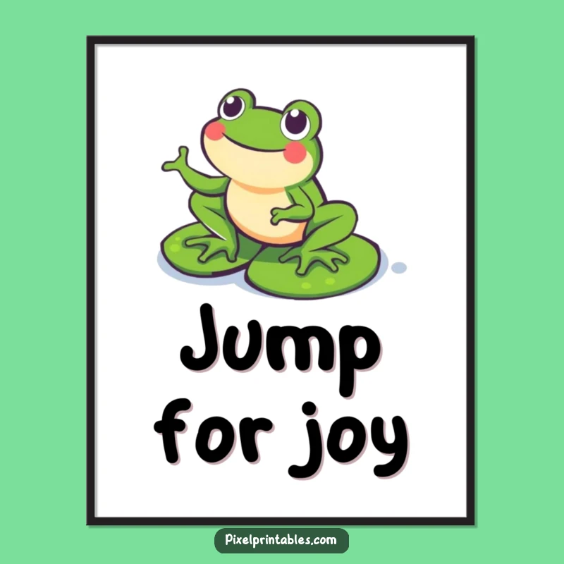 Funny Pixel Frog Poster: Vibrant Retro Gaming Wall Art