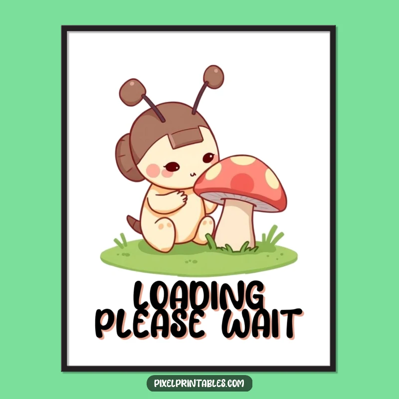 Funny Pixel Mushroom Poster: Curious Character's Retro Discovery Art Gift