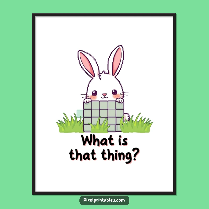 Funny Pixel Rabbit Poster: Curious Peek for Whimsical Decor