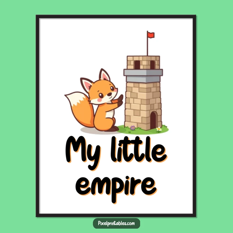 Funny Pixelated Fox Poster: Mischievous Pixel Art for Gamer Walls