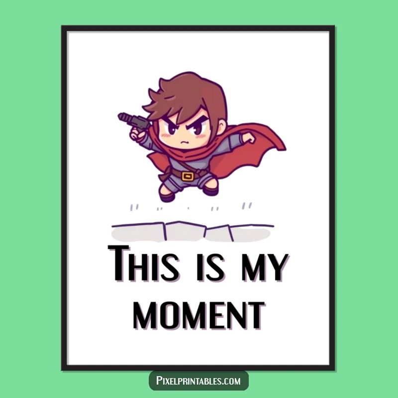 Funny Pixelated Hero Poster: Epic Leaper Wall Art