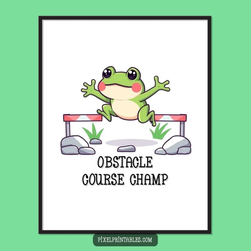 Funny Pixelated Frog Jump Poster Add Retro Gaming Fun to Your Walls