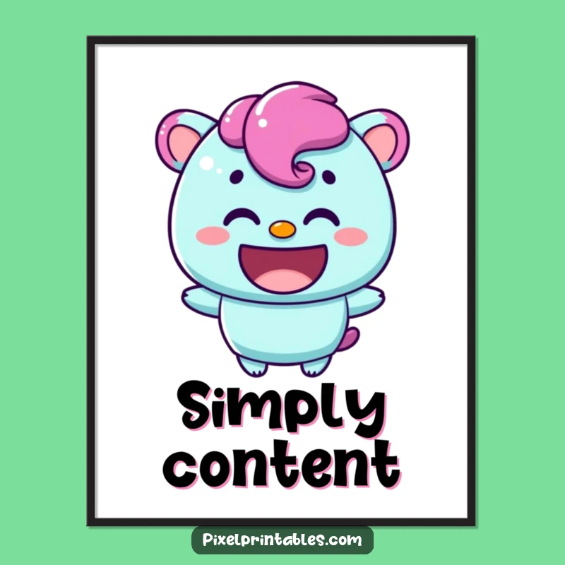 Funny Content Pixel Character Poster: Warm Smile Wall Art
