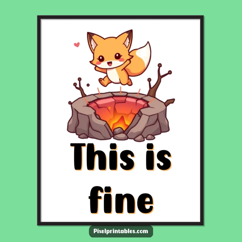Epic Funny Fox Lava Jump Poster: Gamers Rejoice, Awesome Funny Gift Decor