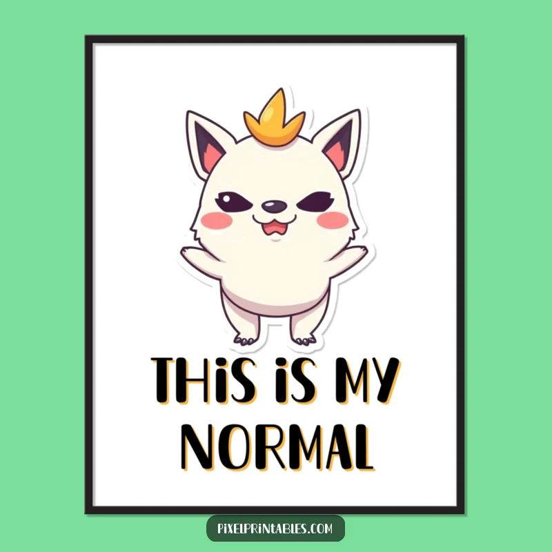 Funny Pixel Creature Poster: Mischievous Face Wall Art