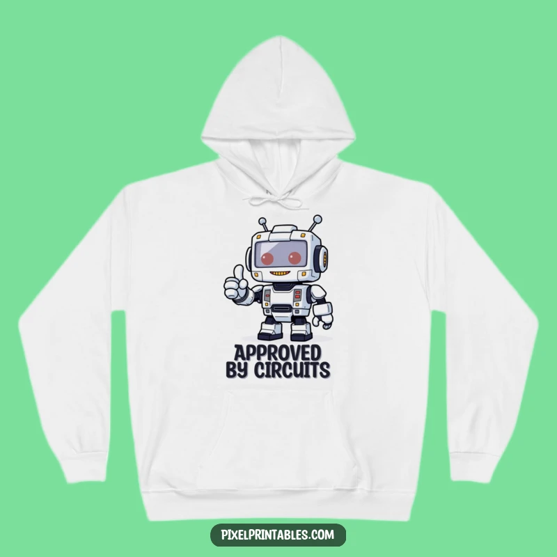 Funny Robot Thumbs Up Hoodie - Cozy Tech & Positivity Gift!