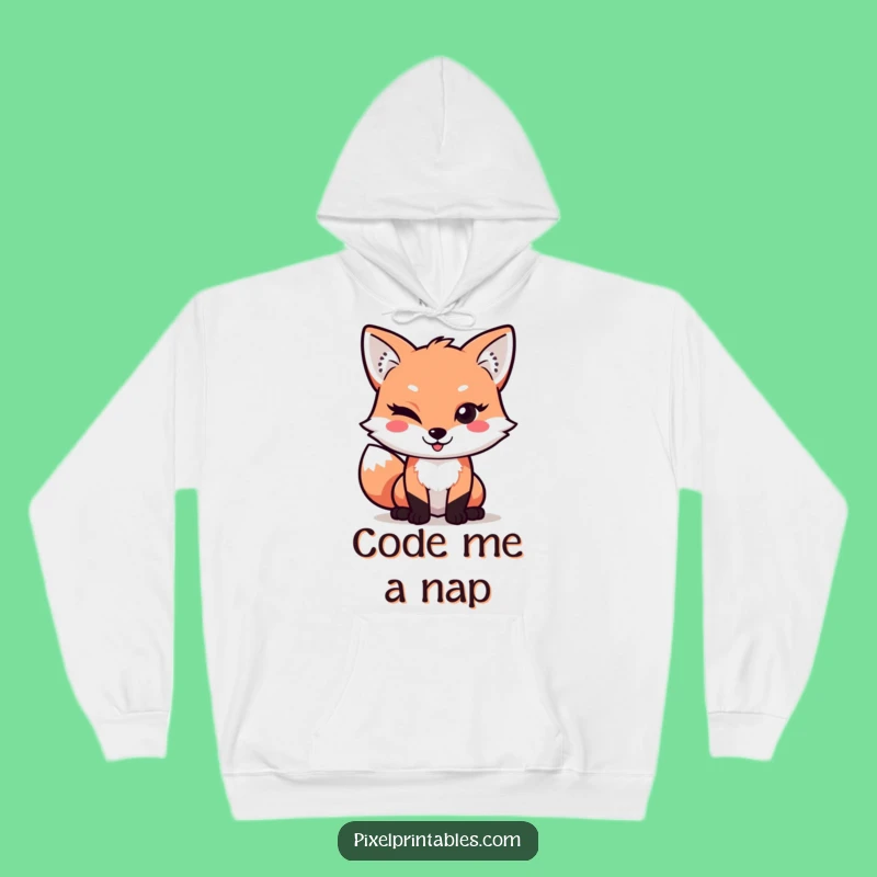 Funny Pixel Fox Hoodie: Cozy Retro Gaming Style with a Winking Character, Great Funny Gift