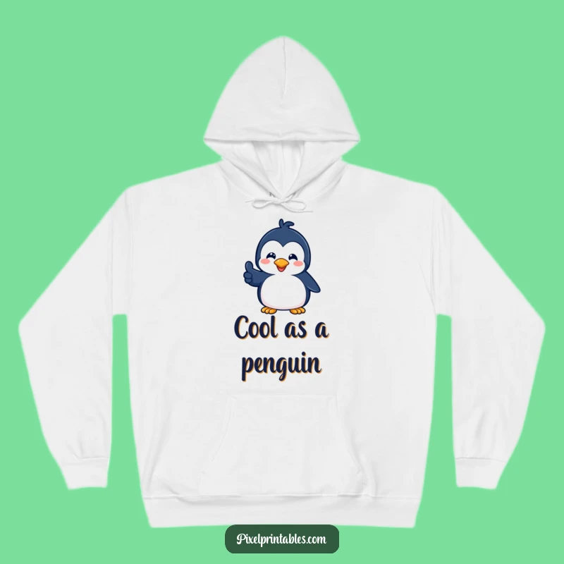 Cozy Funny Pixel Penguin Hoodie: Retro Gaming Comfort, Fantastic Funny Gift
