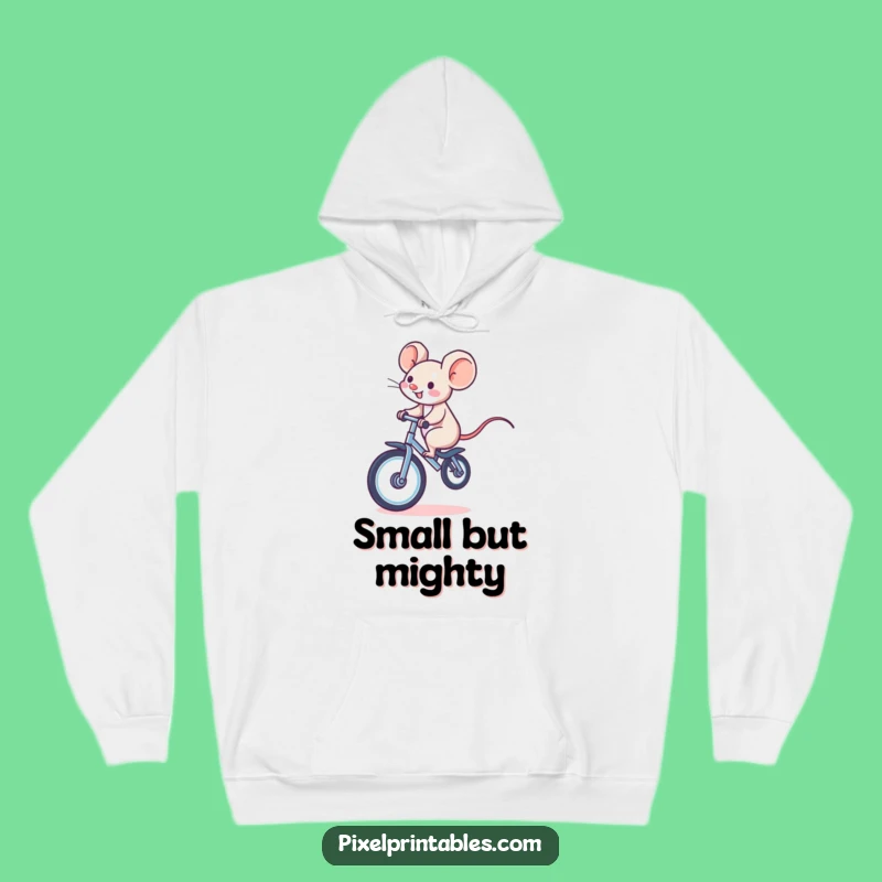 Cozy Funny Pixel Mouse Unicycle Hoodie: Retro Whimsy Comfort, Fantastic Funny Gift