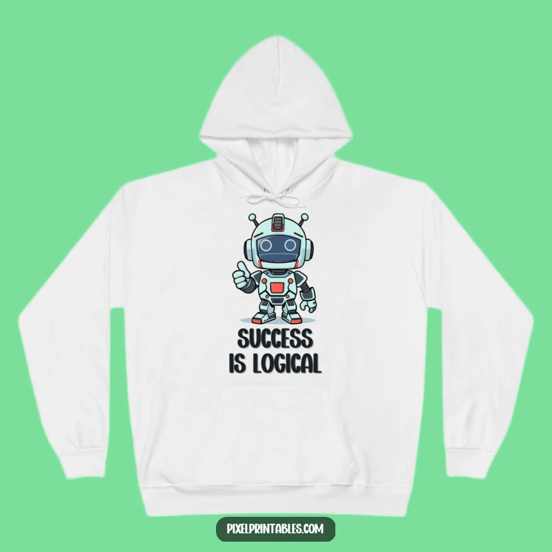 Funny Pixel Robot Thumbs Up Hoodie - Cozy Victory Wear