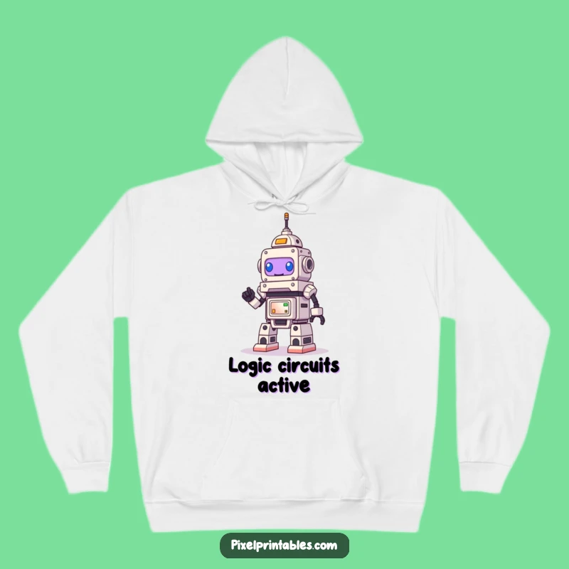 Funny Robot Pixel Art Hoodie: Stay Cozy & Creative, Great Gift!