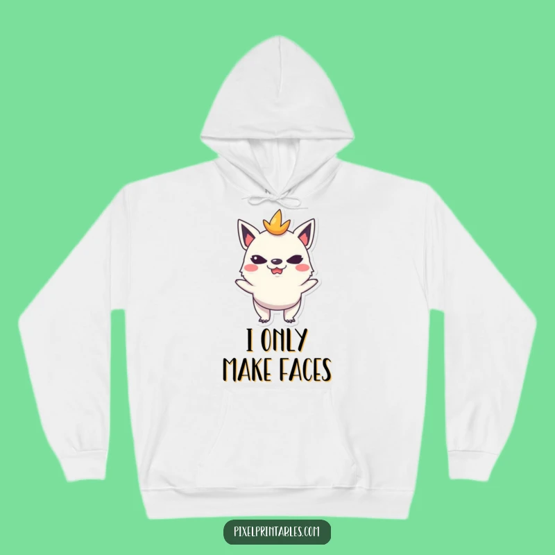 Funny Pixel Creature Hoodie: Cozy Mischievous Face Sweatshirt
