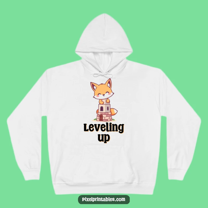 Cozy Funny Pixel Fox Hoodie - Build Warmth with Mischievous Pixel Tower Style Gift