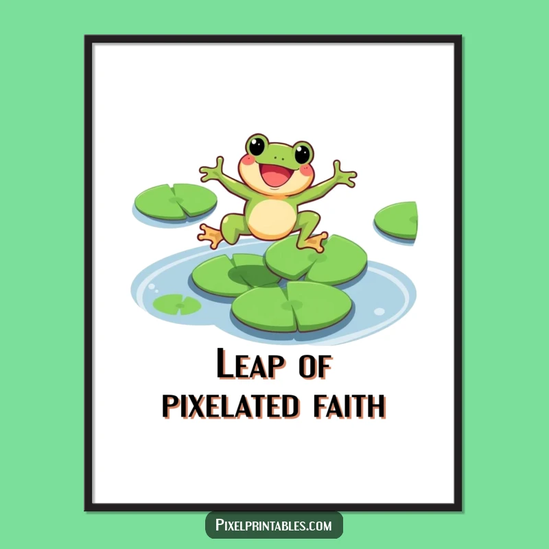 Free Printable Pixel Frog Wall Art: Funny Character Decor! Downloadable Art Gift