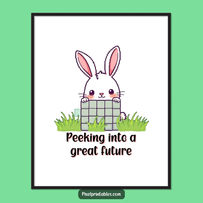 Free Printable Pixel Rabbit Wall Art: Funny Peek-a-Boo Downloadable Decor