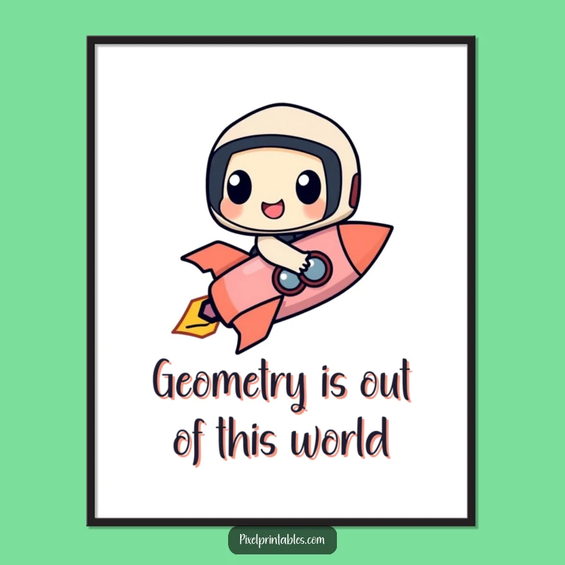 Free Printable Wall Art: Happy Pixel Rocket Rider - Funny Downloadable Decor