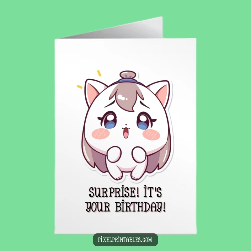 Free Printable Birthday Card: Surprised Character Blinking Light Downloadable Gift