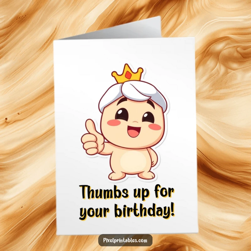 Funny Free Printable Birthday Card: A character giving a big thumbs up with a wide, infectious grin.