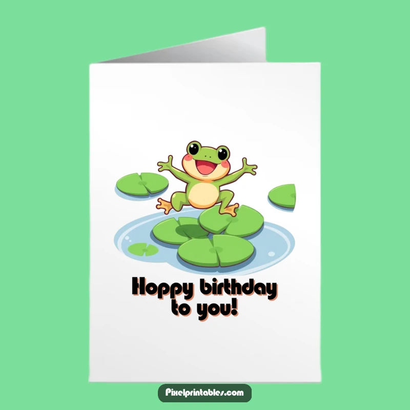 Free Printable Pixel Frog Birthday Card: Funny Leap into Celebration! Downloadable Gift