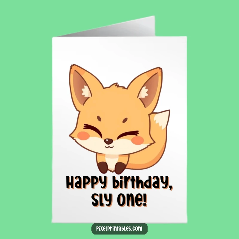 Free Printable Pixel Fox Birthday Card Funny Downloadable Gift for Sly Celebrations