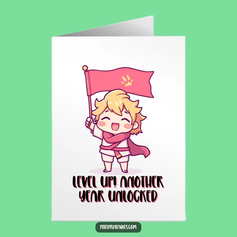 Free Printable Pixel Warrior Birthday Card - Funny Downloadable Gift for Gamers