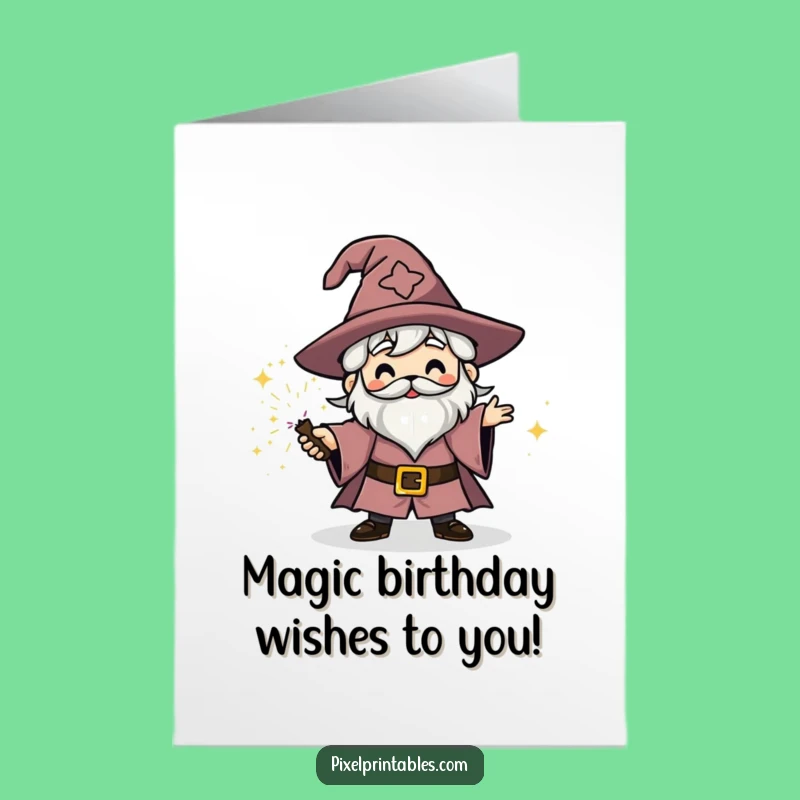 Free Printable Wizard Birthday Card: Funny Magic Wishes! Downloadable Gift