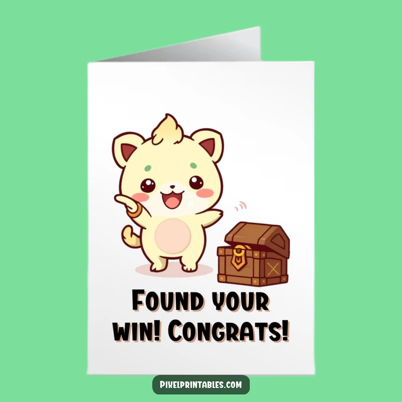 Free Printable Congrats Card: Pixel Creature Discovery Downloadable Gift