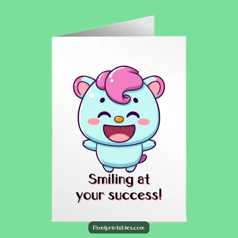 Free Printable Congrats Card: Smiling Pixel Friend, Downloadable Gift