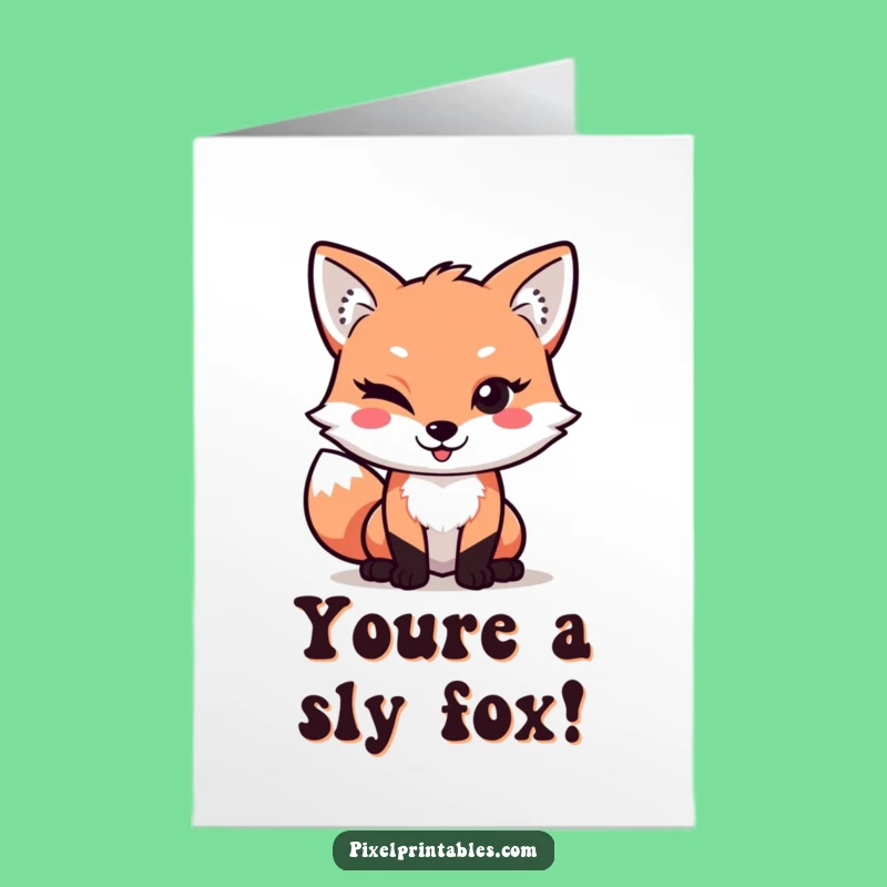 Free Printable Fox Congratulations Card: Witty Pixel Art Downloadable for Wins